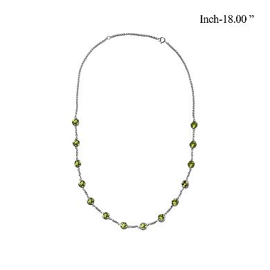 Jewelexcess Sterling Silver Peridot Station Necklace