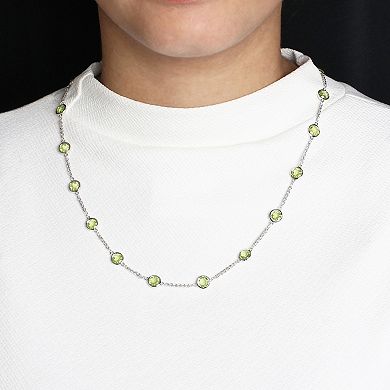Jewelexcess Sterling Silver Peridot Station Necklace