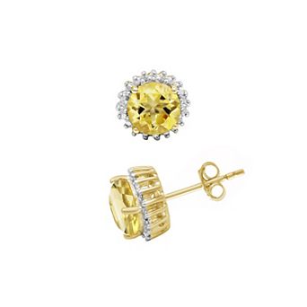 Jewelexcess 14k Gold Over Silver Citrine & Diamond Accent Earrings