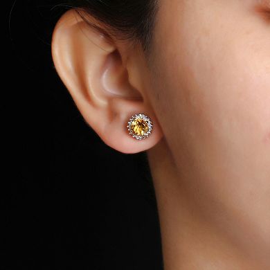 Jewelexcess 14k Gold Over Silver Citrine & Diamond Accent Earrings