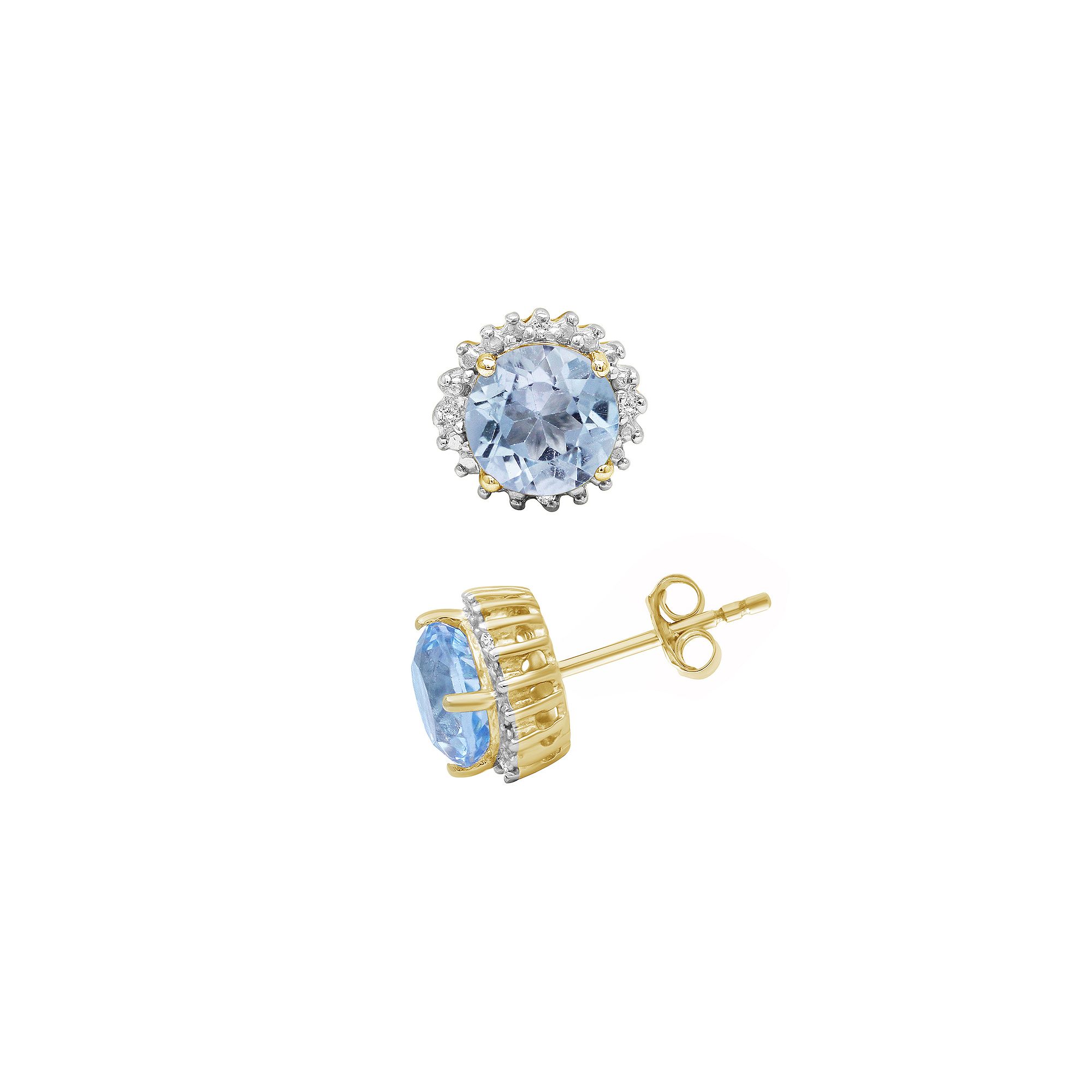 Jewelexcess 14k Gold Over Silver Sky Blue Topaz & Diamond Accent Earrings, 