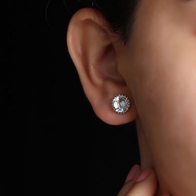 Jewelexcess 14k Gold Over Silver Sky Blue Topaz & Diamond Accent Earrings