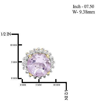 Jewelexcess 14k Gold Over Silver Amethyst & Diamond Accent Halo Earrings