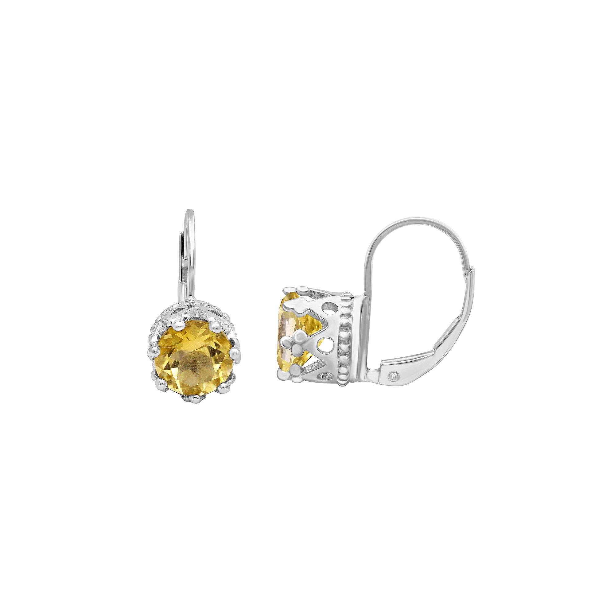 Jewelexcess Sterling Silver Citrine Leverback Earrings, Womens