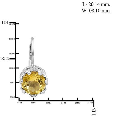 Jewelexcess Sterling Silver Citrine Leverback Earrings