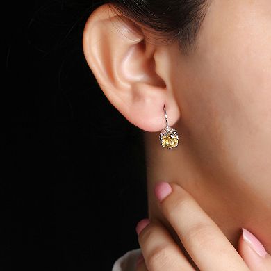 Jewelexcess Sterling Silver Citrine Leverback Earrings