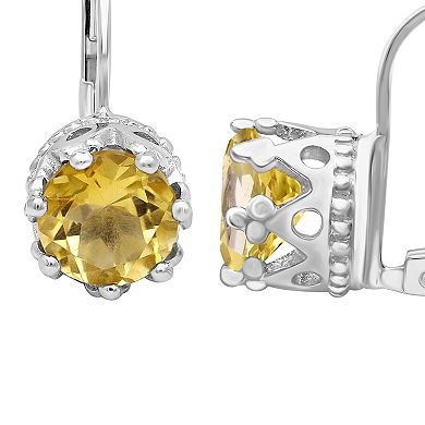 Jewelexcess Sterling Silver Citrine Leverback Earrings