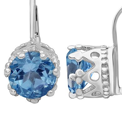 Jewelexcess Sterling Silver Sky Blue Topaz Leverback Earrings