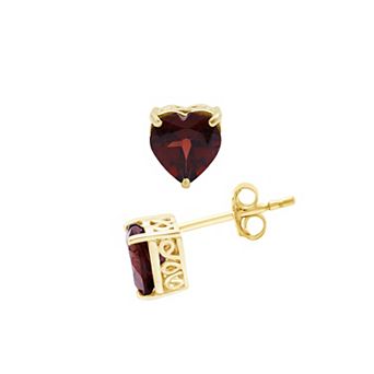 Jewelexcess Garnet Heart Stud Earrings