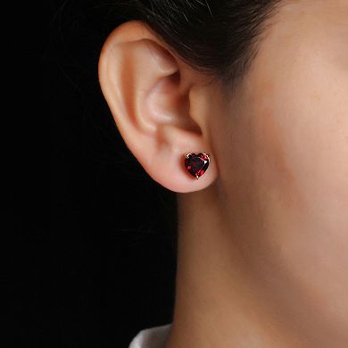 Jewelexcess Garnet Heart Stud Earrings