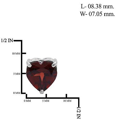 Jewelexcess Sterling Silver Garnet Heart Stud Earrings