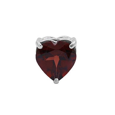 Jewelexcess Sterling Silver Garnet Heart Stud Earrings