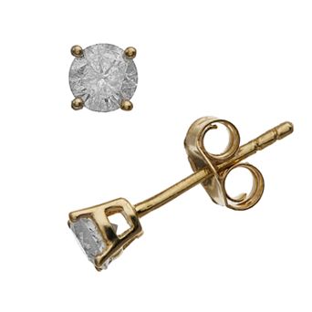 14k Yellow Gold 1/4 Carat T.W. Round Diamond Stud Earrings