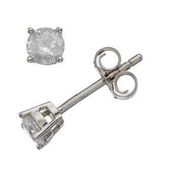 14k White Gold 1/3 Carat T.W. Round Diamond Stud Earrings