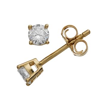 14k Yellow Gold 1/3 Carat T.W. Round Diamond Stud Earrings