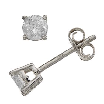14k White Gold 1/2 Carat T.W. Round Diamond Stud Earrings