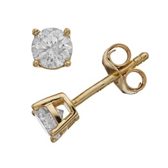 14k Yellow Gold 1/2 Carat T.W. Round Diamond Stud Earrings