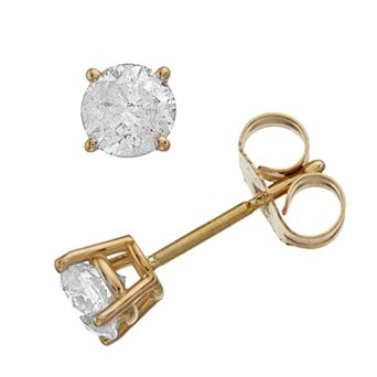 14k Gold 3/4 Carat T.W. Diamond Stud Earrings