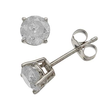 14k White Gold 1 Carat T.W. Diamond Stud Earrings