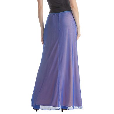Women's 24Seven Comfort Apparel Sheer Overlay Elastic Waist Maxi Skirt