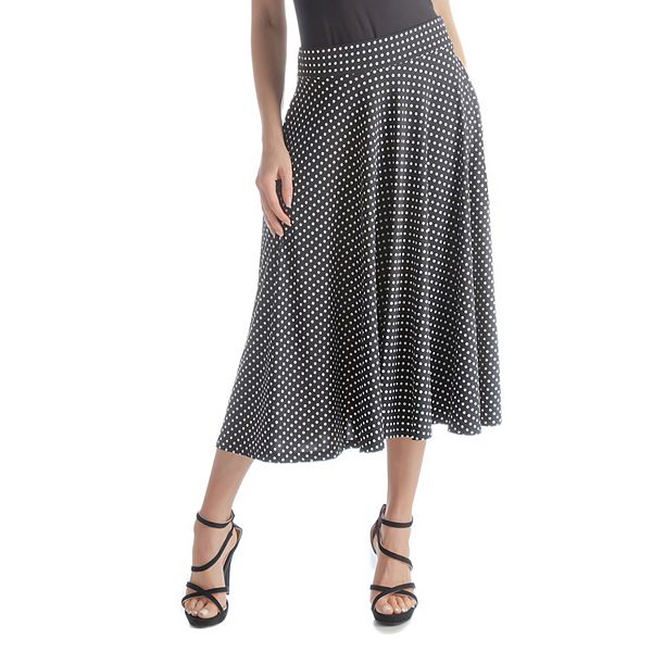 Women's 24Seven Comfort Apparel Pleated Dot Pocket Midi Skirt