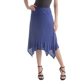 Women's 24Seven Comfort Apparel Elastic Waist Handkerchief Midi Skirt