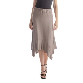 Women's 24Seven Comfort Apparel Elastic Waist Handkerchief Midi Skirt
