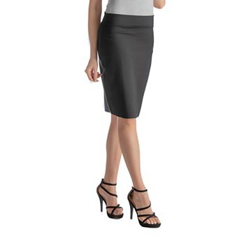 Women's 24Seven Comfort Apparel Elastic Waist Midi Pencil Skirt
