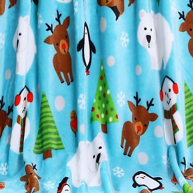 Plazatex Holiday Pals Microplush Design All Season 50" X 60" Throw Blanket