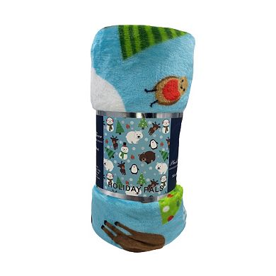 Plazatex Holiday Pals Microplush Design All Season 50" X 60" Throw Blanket