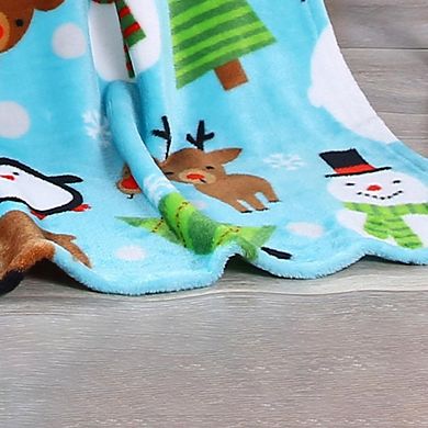 Plazatex Holiday Pals Microplush Design All Season 50" X 60" Throw Blanket