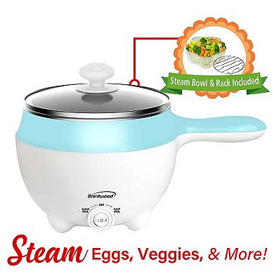 Brentwood Stainless Steel 1.6 Quart Electric Hot Pot Cooker and Food Steamer