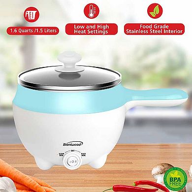 BRENTWOOD HP-3016BL 1.6-Qt. 600-Watt Stainless Steel Electric Hot Pot