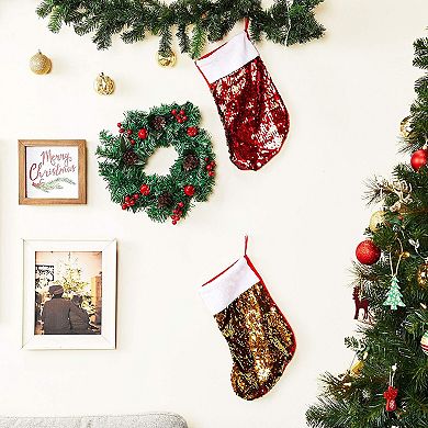 Christmas Wreaths for Front Door Pine Cones Winter Holiday Home Décor 12”