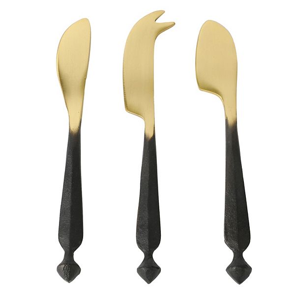 Cravings By Chrissy Teigen 3 Piece Brass Cheese Knife Set with Black
