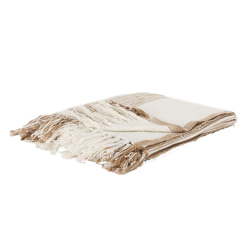 Rizzy Home Hank Throw Blanket, Beig/Green