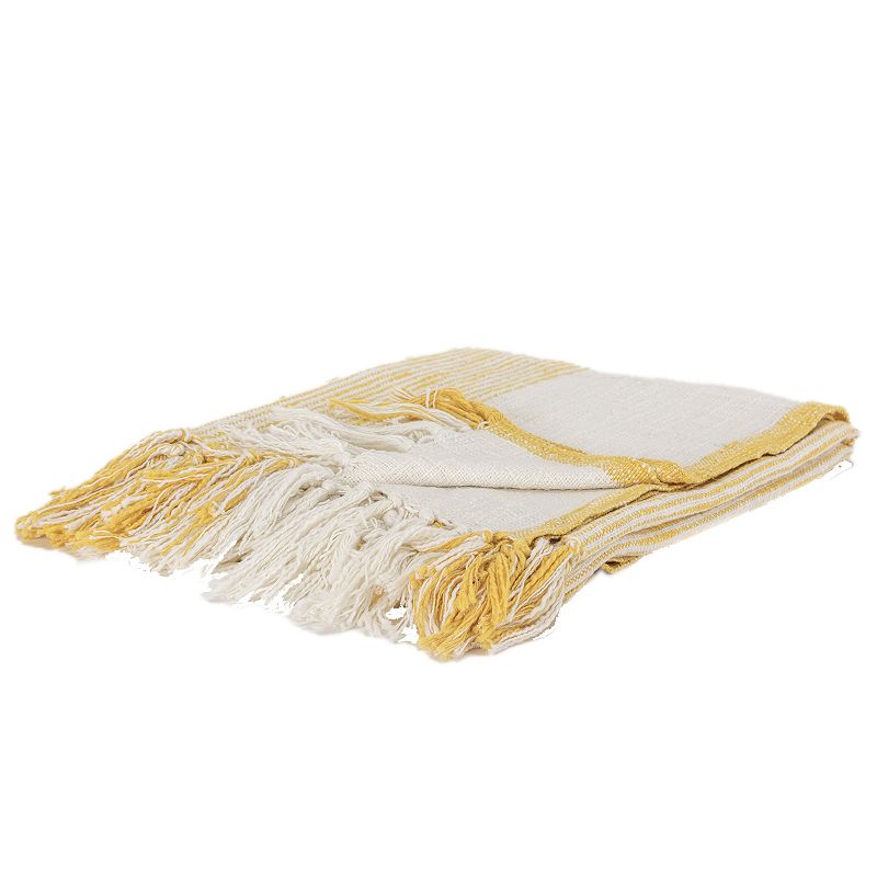 Rizzy Home Hank Throw Blanket, Yellow