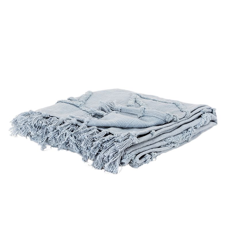 Rizzy Home Bandit Throw Blanket, Light Blue