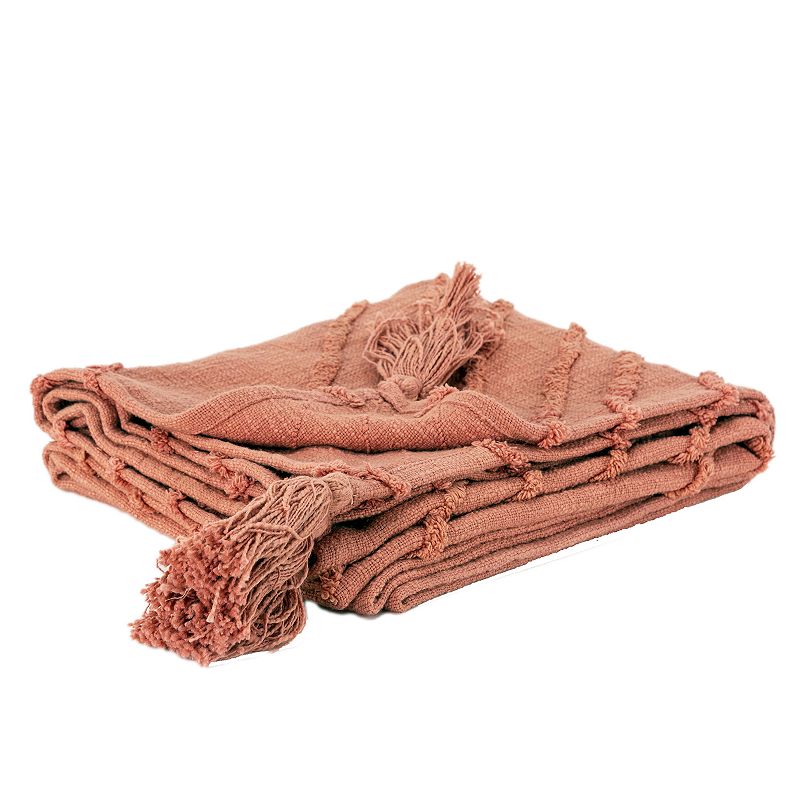 Rizzy Home Sofia Throw Blanket, Pink