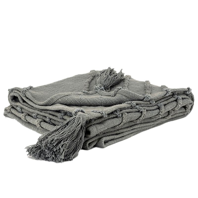 Rizzy Home Sofia Throw Blanket, Grey