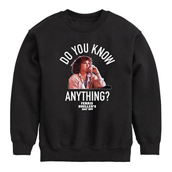 Boys 8-20 Ferris Bueller Know Anything Fleece Sweatshirt