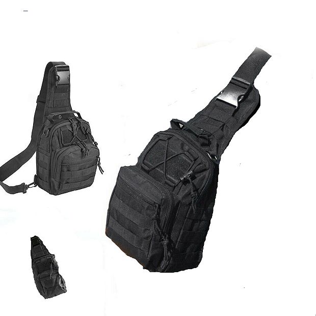 Men Tactical Sling Bag Military Chest Shoulder Molle Black Backpack Cross  Body