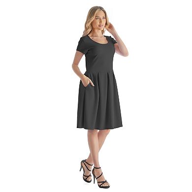 Women's 24Seven Comfort Apparel Pleated Pocket Midi Dress