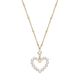 Classic Treasures 18k Gold Over Sterling Silver Genuine Cultured Pearl Heart Necklace