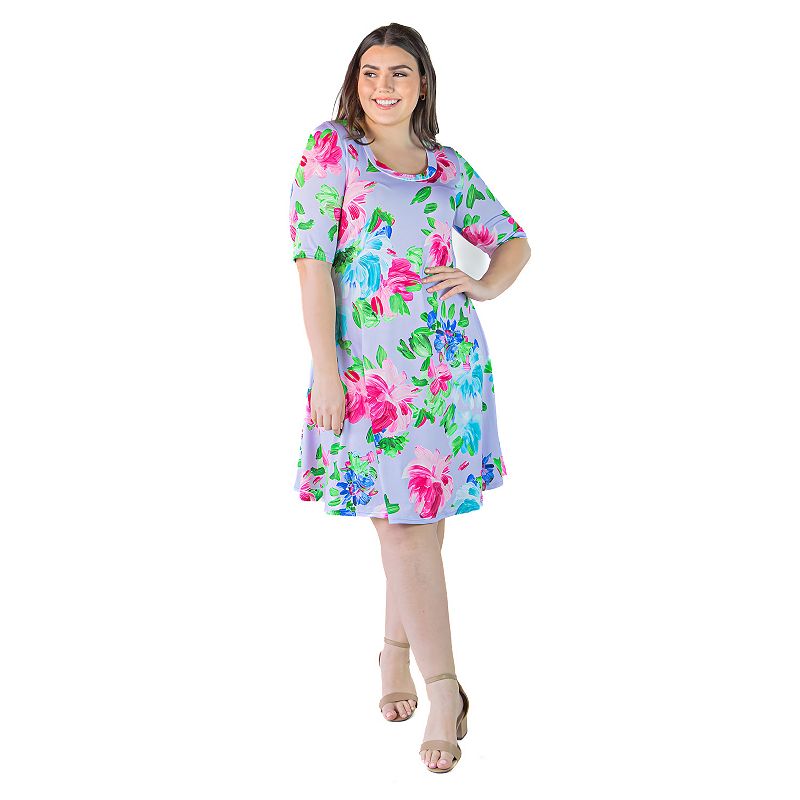 Agnes Orinda Women's Plus Size Summer V Neck Ditsy Floral Peplum Midi Dress