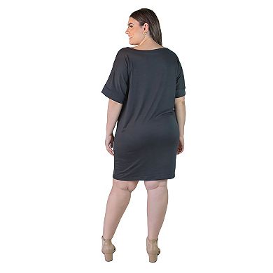 Plus Size 24Seven Comfort Apparel Loose Fit Tee Style Dress