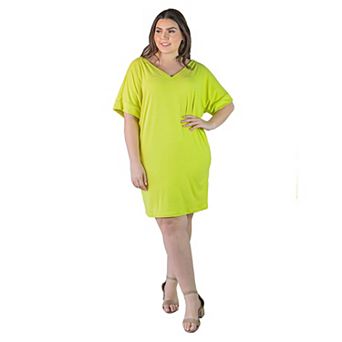 Plus Size 24Seven Comfort Apparel Loose Fit Tee Style Dress