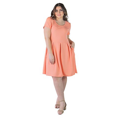 Женские платья 24Seven Plus Size 24Seven Comfort Apparel Pleated Pocket Midi Dress