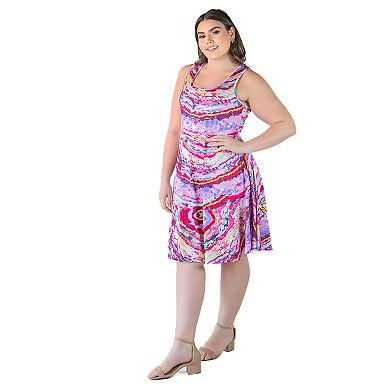 Plus Size 24Seven Comfort Apparel Knee Length Tank Top Swing Dress