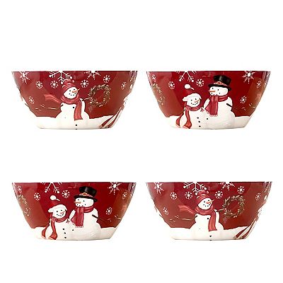 Set of 4 Country Snowman cereal/salad bowls authentic